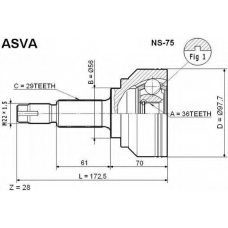 NS-75 ASVA Шарнирный комплект, приводной вал