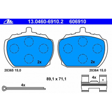13.0460-6910.2 ATE Комплект тормозных колодок, дисковый тормоз