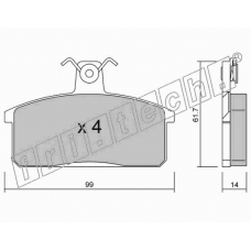 028.4 fri.tech. Комплект тормозных колодок, дисковый тормоз
