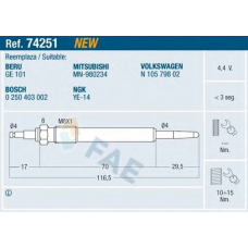 74251 FAE Свеча накаливания