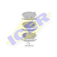 182212 ICER Комплект тормозных колодок, дисковый тормоз
