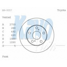 BR-9357 KAVO PARTS Тормозной диск