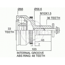 OJ-1676 InterParts Шарнирный комплект, приводной вал