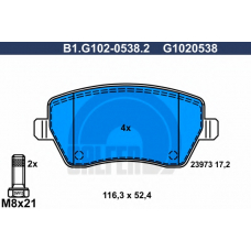 B1.G102-0538.2 GALFER Комплект тормозных колодок, дисковый тормоз