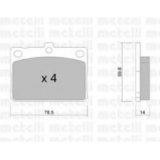 22-0228-0 METELLI Комплект тормозных колодок, дисковый тормоз
