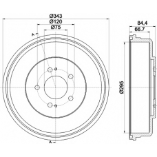 8DT 355 301-871 HELLA PAGID Тормозной барабан