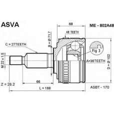 ME-802A48 ASVA Шарнирный комплект, приводной вал