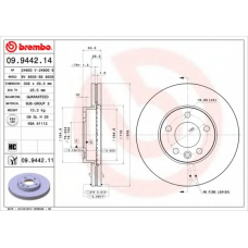 09.9442.14 BREMBO Тормозной диск