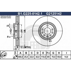 B1.G225-0142.1 GALFER Тормозной диск