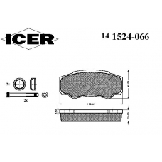 141524-066 ICER Комплект тормозных колодок, дисковый тормоз