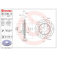 09.5196.1X BREMBO Тормозной диск