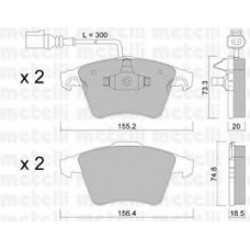 22-0552-2 METELLI Комплект тормозных колодок, дисковый тормоз