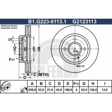 B1.G223-0113.1 GALFER Тормозной диск