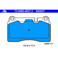 13.0460-4837.2 ATE Комплект тормозных колодок, дисковый тормоз