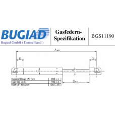 BGS11190 BUGIAD Газовая пружина, крышка багажник