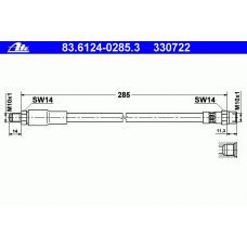83.6124-0285.3 ATE Тормозной шланг