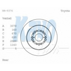 BR-9376 KAVO PARTS Тормозной диск