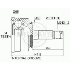 OJ-0802 InterParts Шарнирный комплект, приводной вал