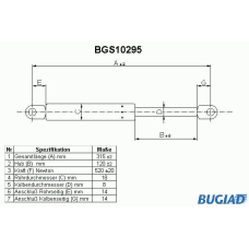 BGS10295 BUGIAD Газовая пружина, крышка багажник