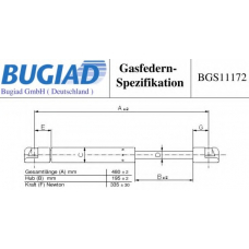 BGS11172 BUGIAD Газовая пружина, крышка багажник