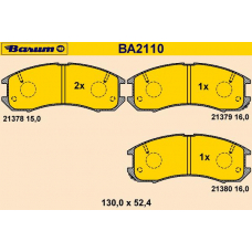 BA2110 BARUM Комплект тормозных колодок, дисковый тормоз