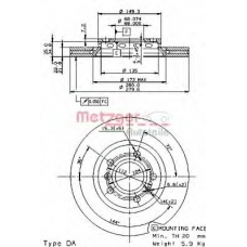 25062 V METZGER Тормозной диск