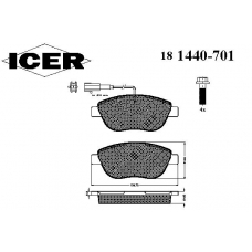 181440-701 ICER Комплект тормозных колодок, дисковый тормоз