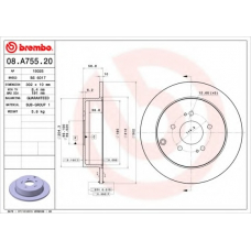 08.A755.20 BREMBO Тормозной диск