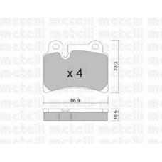 22-0660-0 METELLI Комплект тормозных колодок, дисковый тормоз