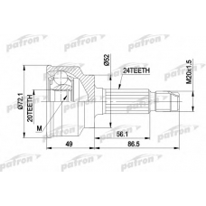 PCV1261 PATRON Шарнирный комплект, приводной вал