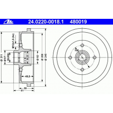 24.0220-0018.1 ATE Тормозной барабан