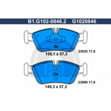 B1.G102-0846.2 GALFER Комплект тормозных колодок, дисковый тормоз