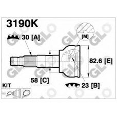 3190K GLO Шарнирный комплект, приводной вал