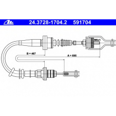 24.3728-1704.2 ATE Трос, управление сцеплением
