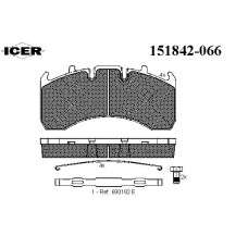 151842-066 ICER Комплект тормозных колодок, дисковый тормоз