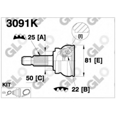 3091K GLO Шарнирный комплект, приводной вал