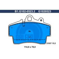 B1.G102-0523.2 GALFER Комплект тормозных колодок, дисковый тормоз