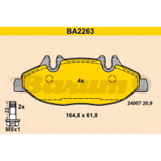 BA2263 BARUM Комплект тормозных колодок, дисковый тормоз