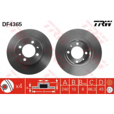DF4365 TRW Тормозной диск