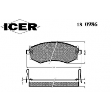180986 ICER Комплект тормозных колодок, дисковый тормоз