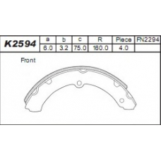 K2594 ASIMCO Комплект тормозных колодок