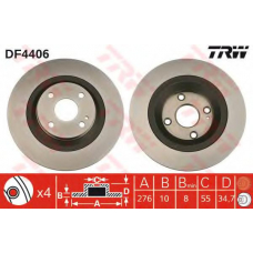 DF4406 TRW Тормозной диск