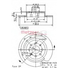 14865 METZGER Тормозной диск