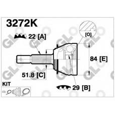 3272K GLO Шарнирный комплект, приводной вал
