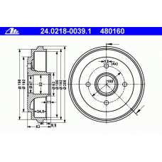 24.0218-0039.1 ATE Тормозной барабан