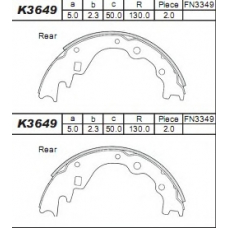 K3649 ASIMCO Комплект тормозных колодок