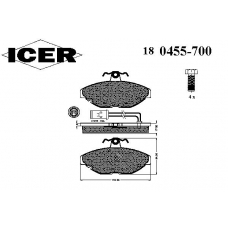 180455-700 ICER Комплект тормозных колодок, дисковый тормоз