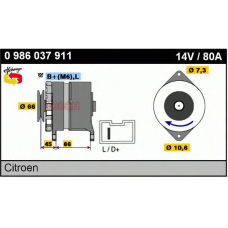 0 986 037 911 BOSCH Генератор