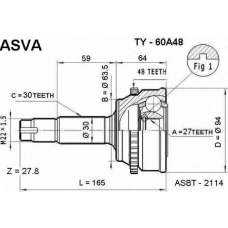 TY-60A48 ASVA Шарнирный комплект, приводной вал