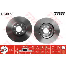 DF4377 TRW Тормозной диск